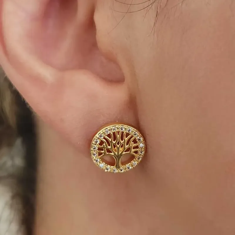 BRINCO ÁRVORE DA VIDA CRAVEJADO EM MICROZIRCÔNIAS