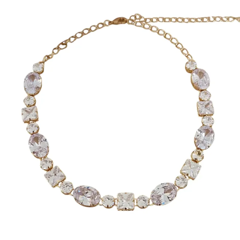 COLAR CHOKER LUXO PEDRAS FORMAS CRISTAL