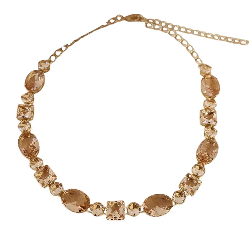COLAR CHOKER LUXO PEDRAS FORMAS CITRINO