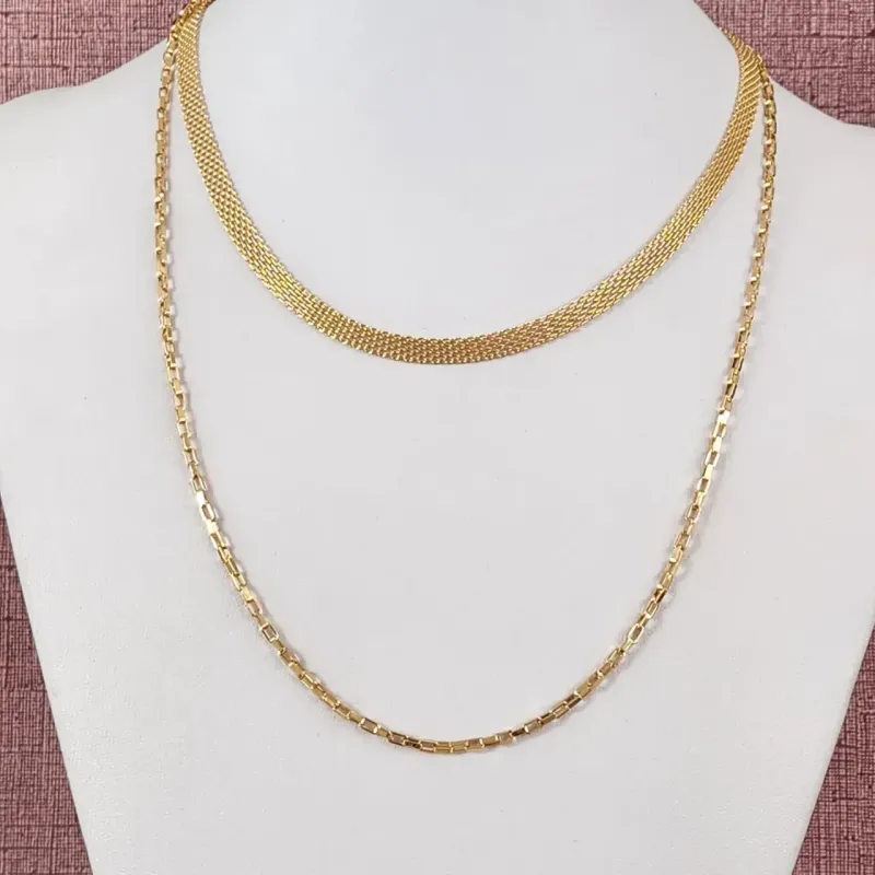 COLAR MALHA DOURADO E CORRENTE CTR DOIS EM UM