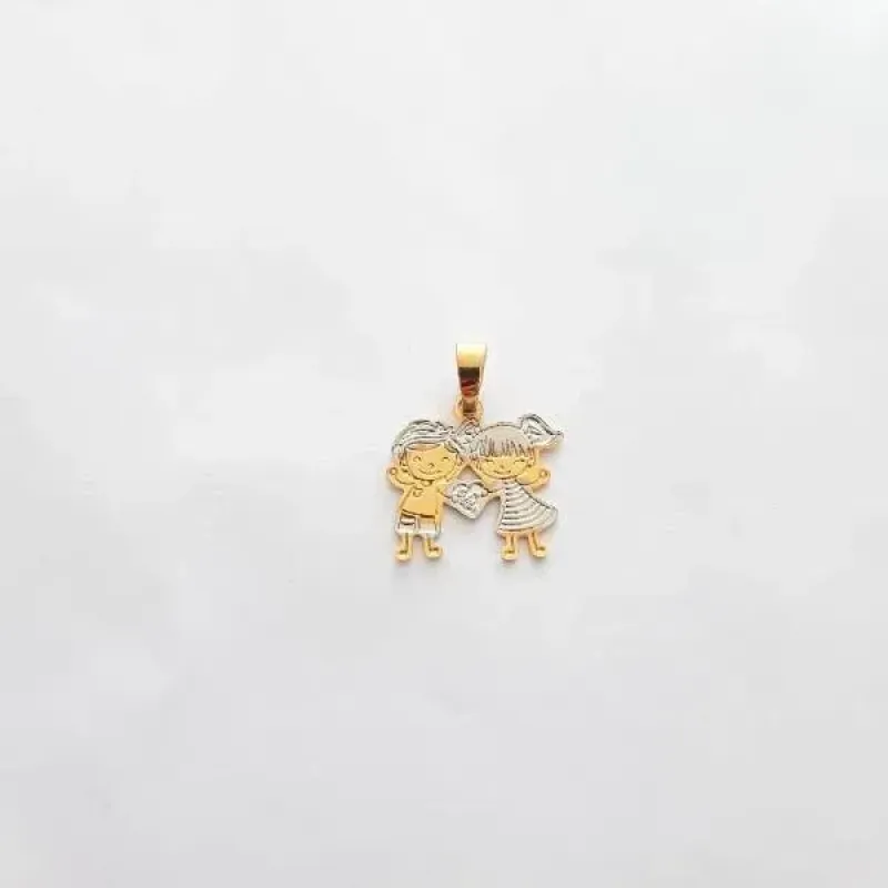 PINGENTE CASAL BANHO TONS AMARELO E BRANCO