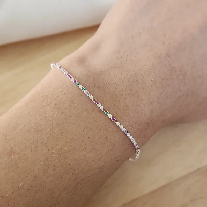 PULSEIRA INFANTIL RIVIERA MICROZIRCÔNIAS COLORIDAS 15CM