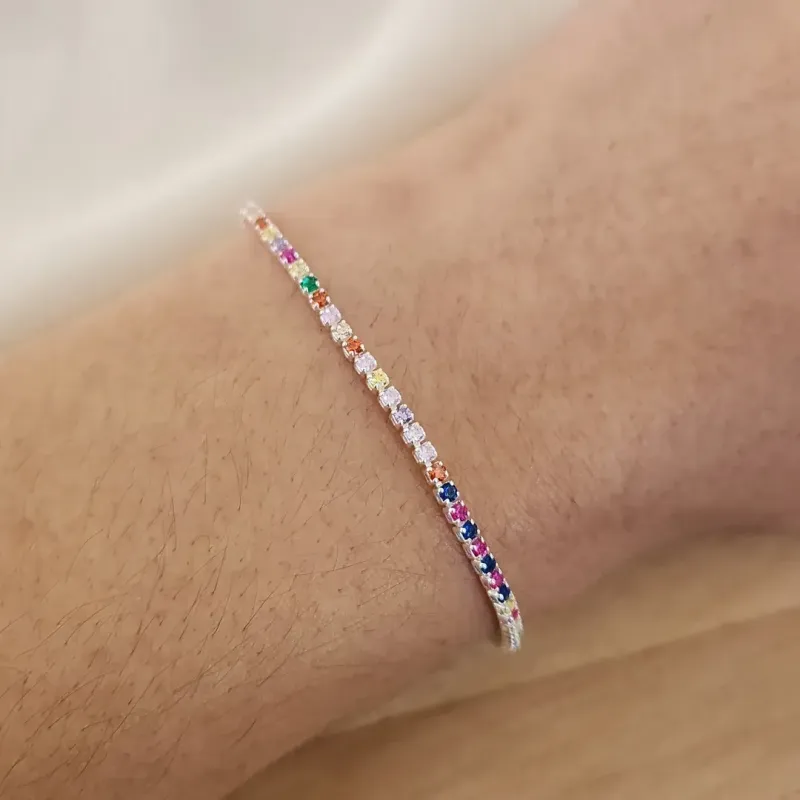 PULSEIRA RIVIERA MICROZIRCÔNIAS COLORIDAS 18CM