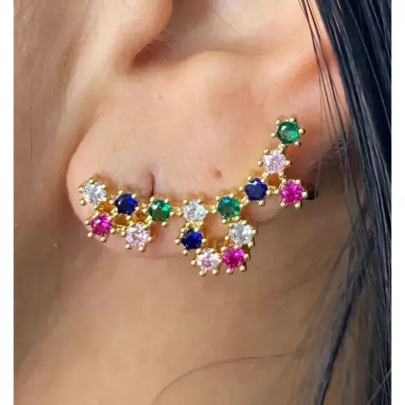 BRINCO EAR CUFF COM ZIRCÔNIAS COLORIDAS