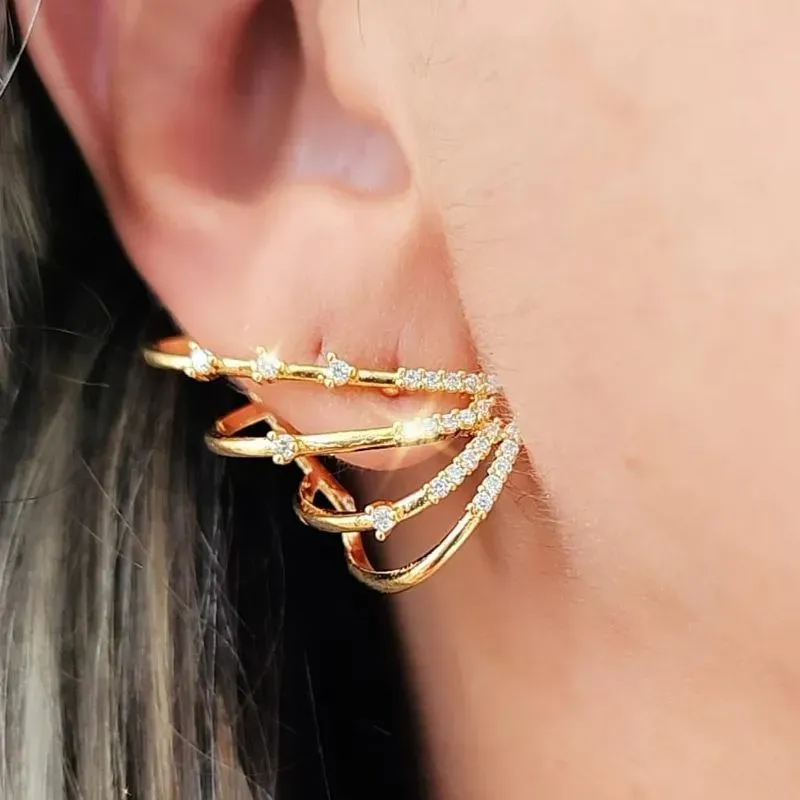 BRINCO DOURADO EAR CUFF QUATRO FIOS