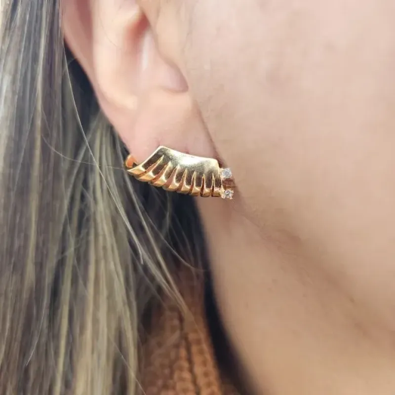 BRINCO EAR CUFF DUAS PEDRAS