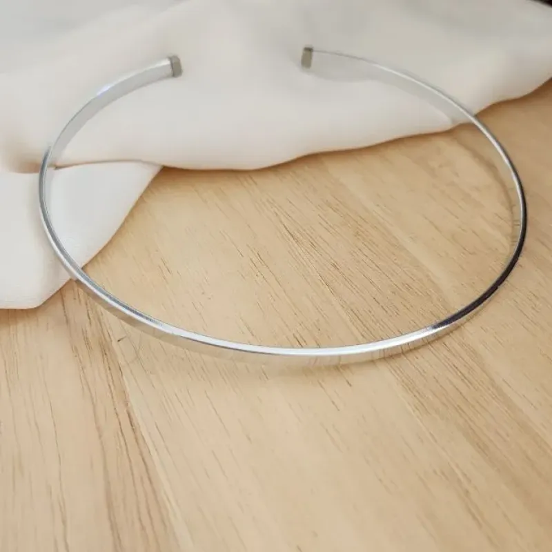 COLAR GARGANTILHA CHOKER CHAPADA PRATA