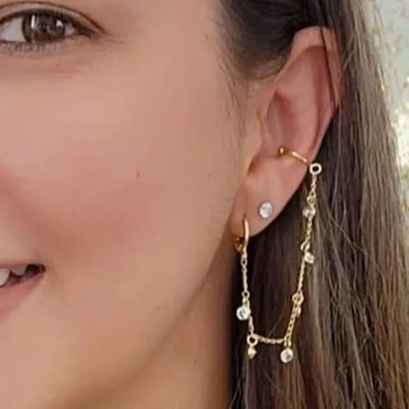 EAR PIERCING PINGENTES ZIRCÔNIAS CRISTAL