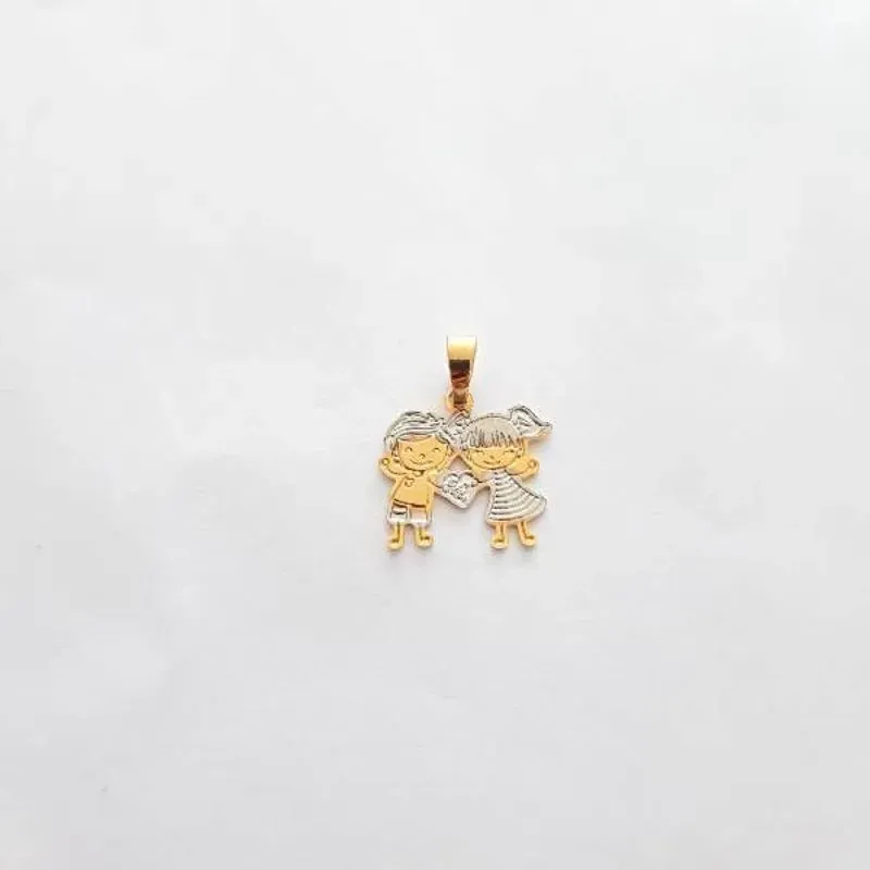 PINGENTE CASAL BANHO TONS AMARELO E BRANCO