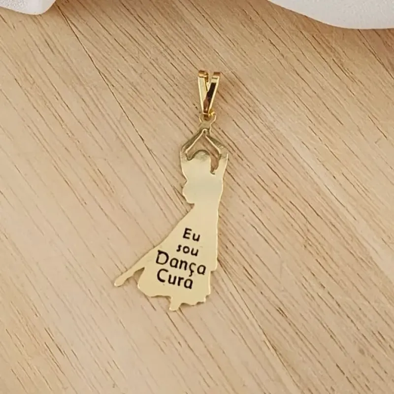 PINGENTE DANÇARINA G EU SOU DANÇA CURA DOURADA