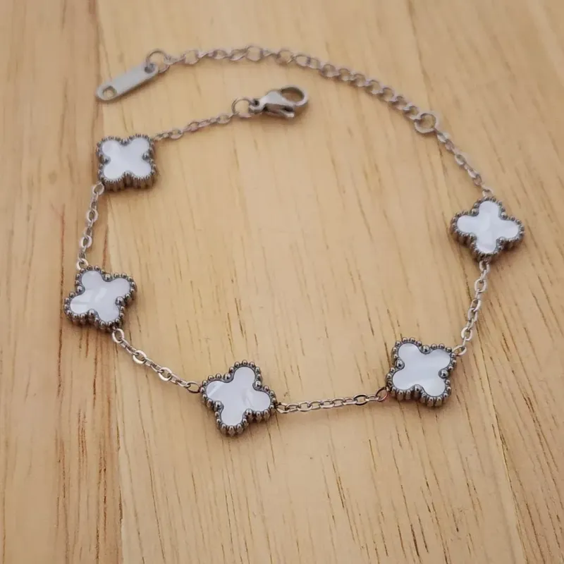 PULSEIRA AÇO CINCO TREVOS MADREPÉROLA M