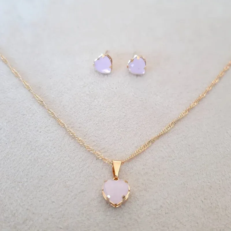 CONJUNTO DOURADO CORAÇÃO CORRENTE SINGAPURA