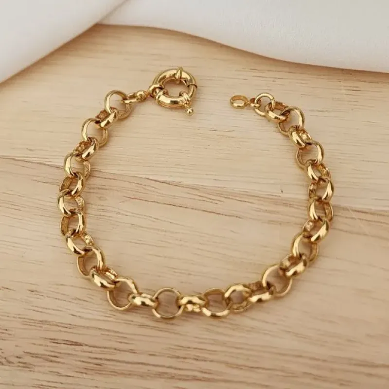 PULSEIRA DOURADA ELO PORTUGUÊS FECHO BÓIA