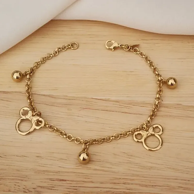 PULSEIRA DOURADA PINGENTE MICKEY