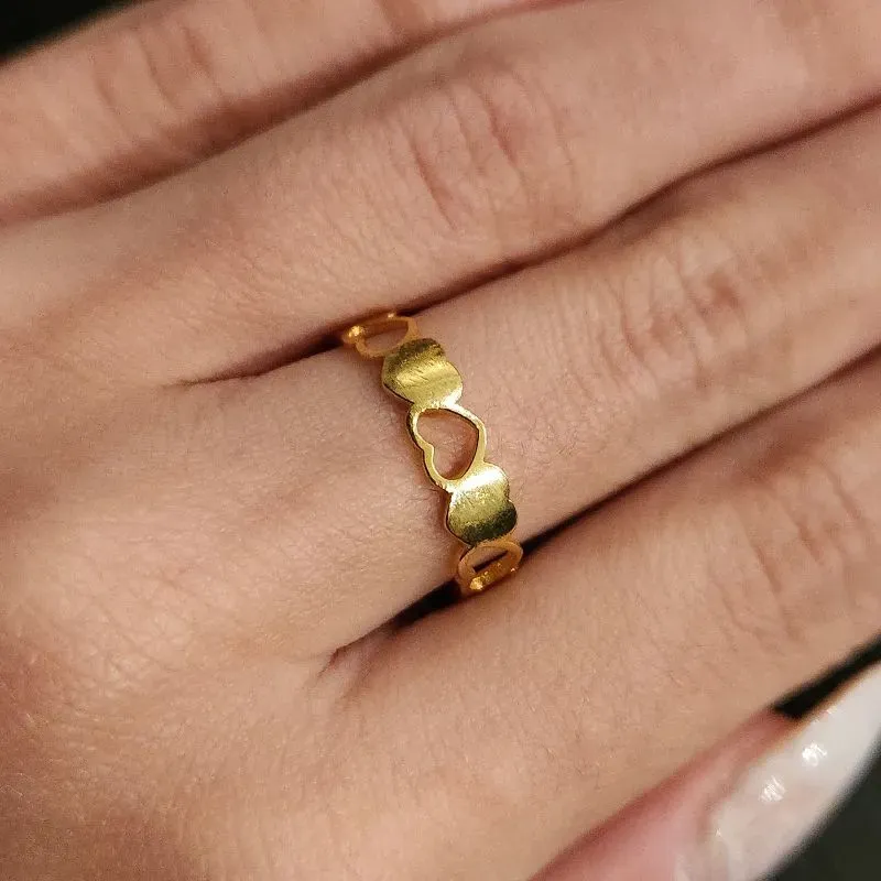 ANEL DOURADO CORAÇÕES