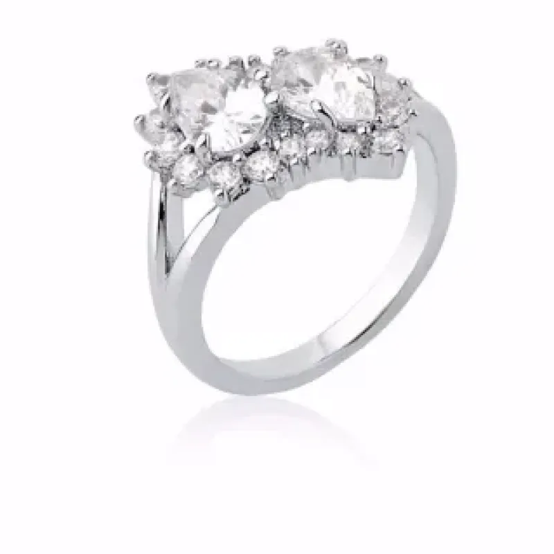 ANEL GOTAS ZIRCÔNIAS CRISTAL RÓDIO BRANCO