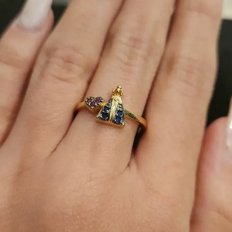 ANEL MICROZIRÔNIAS NOSSA SENHORA APARECIDA E CORAÇÃO