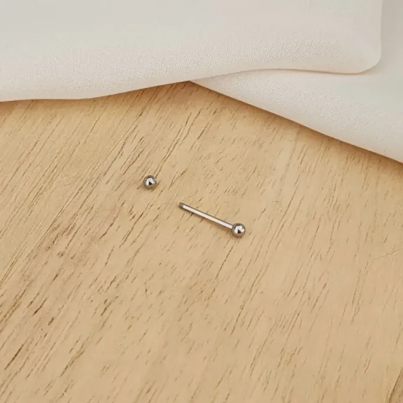 BRINCO PIERCING AÇO INOX LONGO BOLINHA