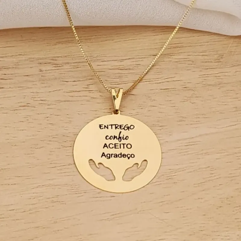 COLAR MANDALA ENTREGO, CONFIO, ACEITO, AGRADEÇO MÃOS