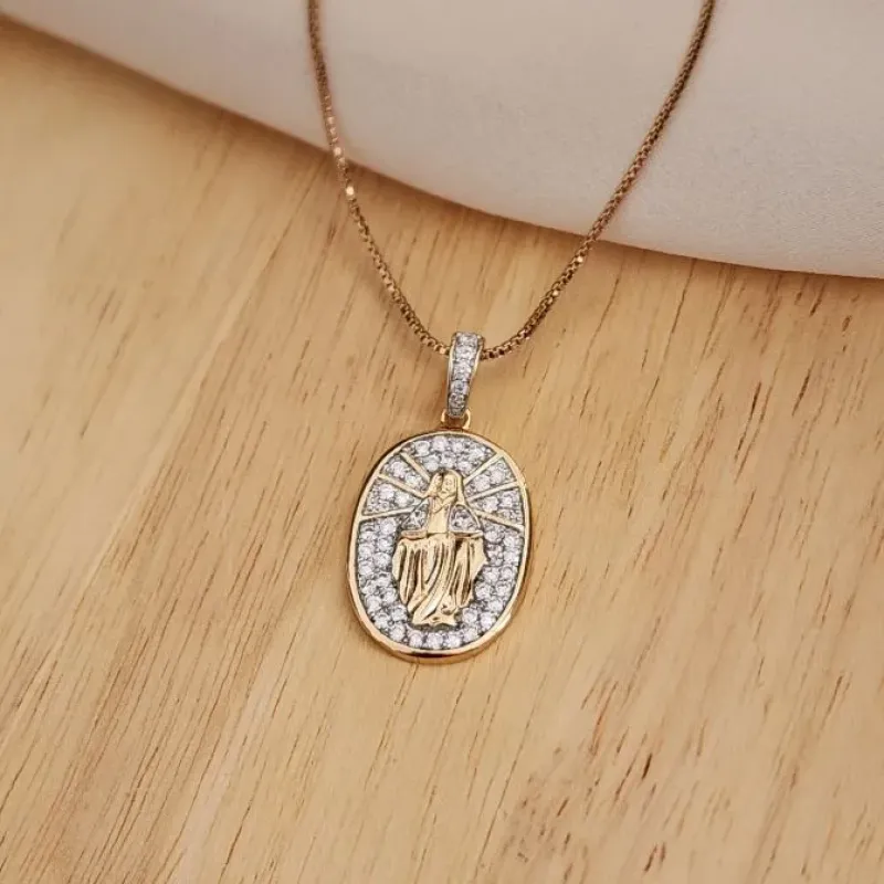 COLAR PINGENTE NOSSA SENHORA DAS GRAÇAS M - 3702010