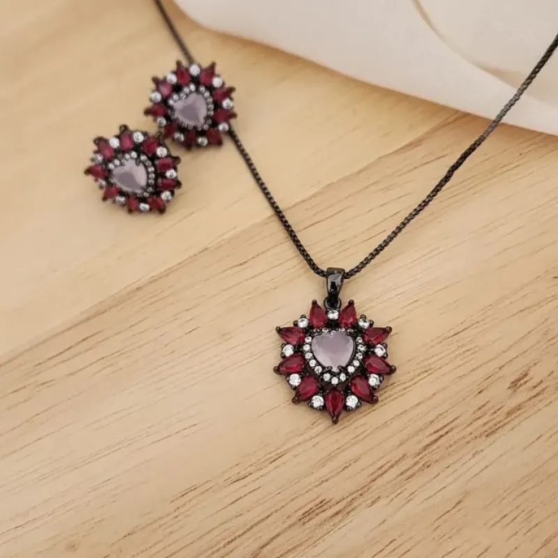 CONJUNTO RÓDIO NEGRO CORAÇÃO GRANDE MARSALA