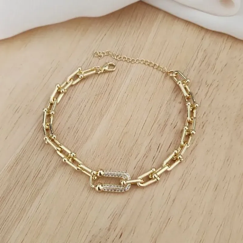 PULSEIRAS ELOS COM DETALHE CRAVEJADO DOURADO