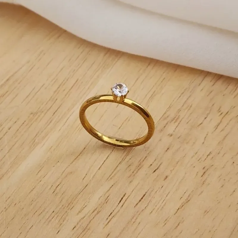 ANEL AÇO DOURADO SOLITÁRIO