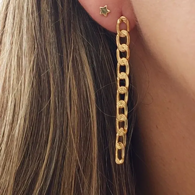 BRINCO DOURADO CORRENTE LONGA DOIS EM UM