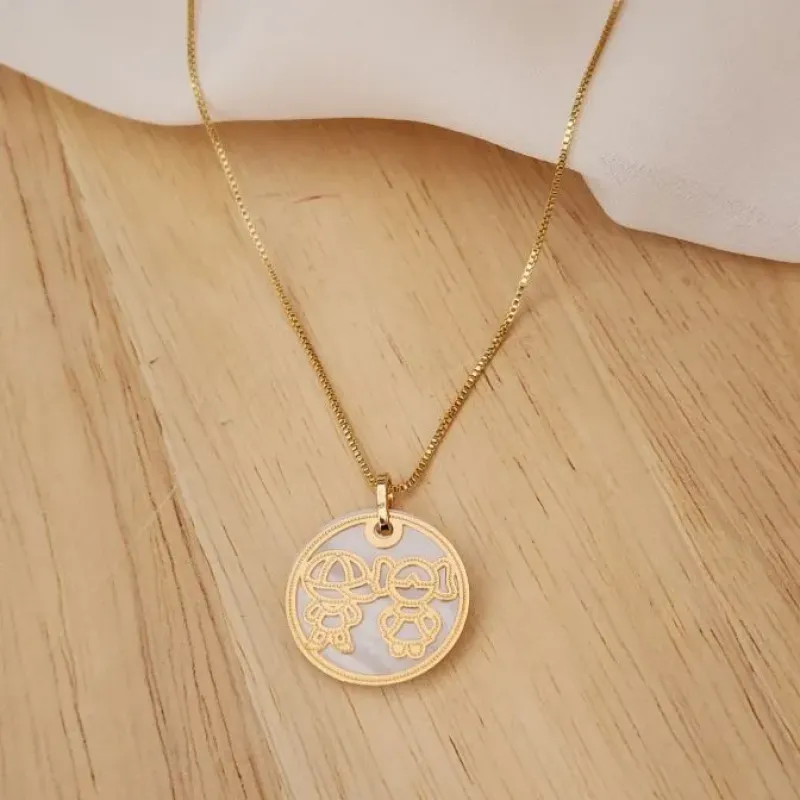COLAR VENEZIANA DOURADO CASAL MADREPÉROLA