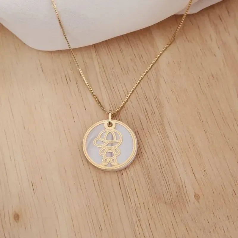 COLAR VENEZIANA DOURADO MENINO MADREPÉROLA