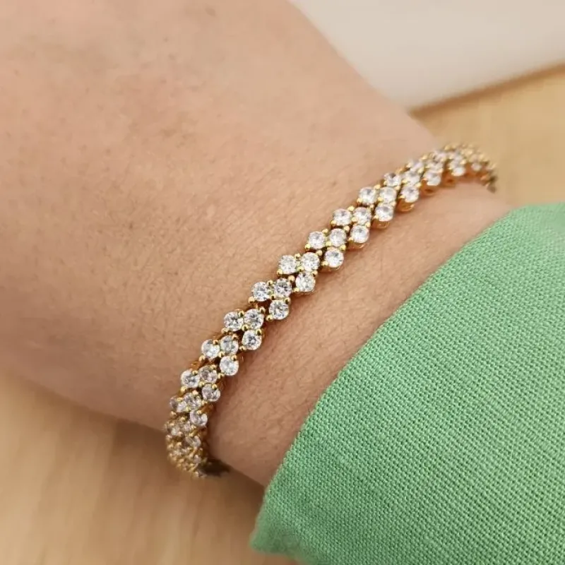 PULSEIRA DOURADA PEDRARIA CRISTAL