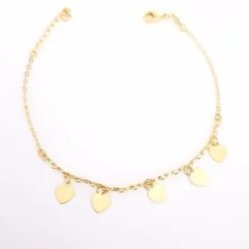 PULSEIRA DOURADA PINGENTE CORAÇÃO LISO