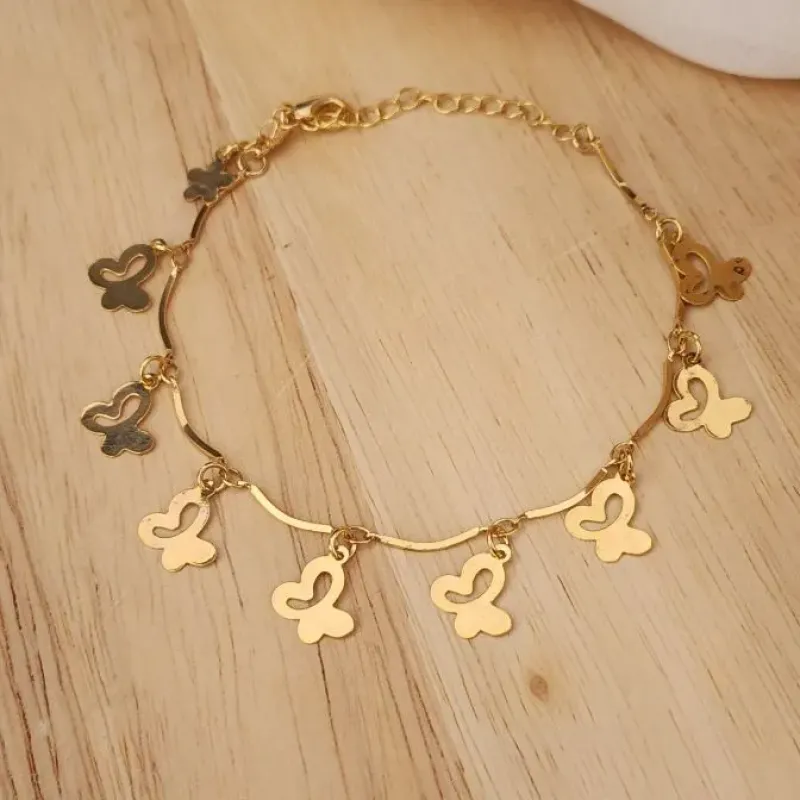 PULSEIRA DOURADA PINGENTES BORBOLETAS
