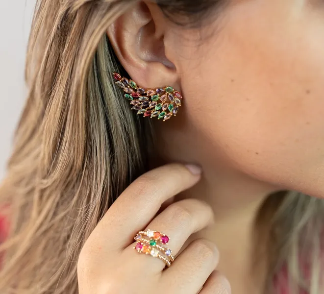 BRINCO EAR CUFF NAVETES COLORIDAS