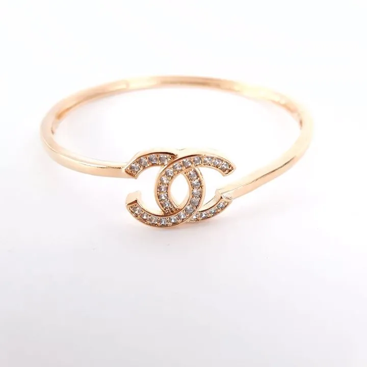 BRACELETE DOURADO CH CRAVEJADO EM MICROZIRCÔNIAS CRISTAL