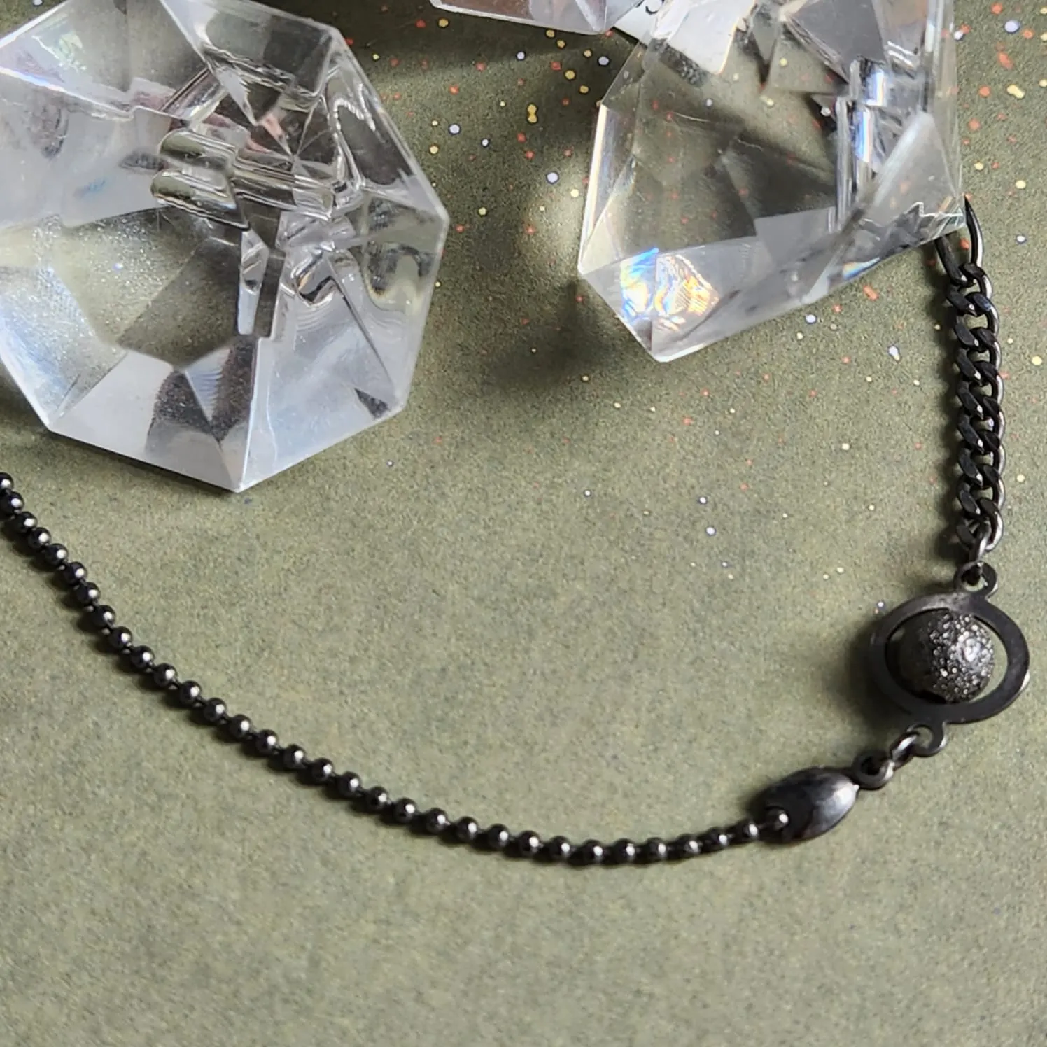 PULSEIRA RÓDIO NEGRO BOLINHA COM BOLA MAIOR