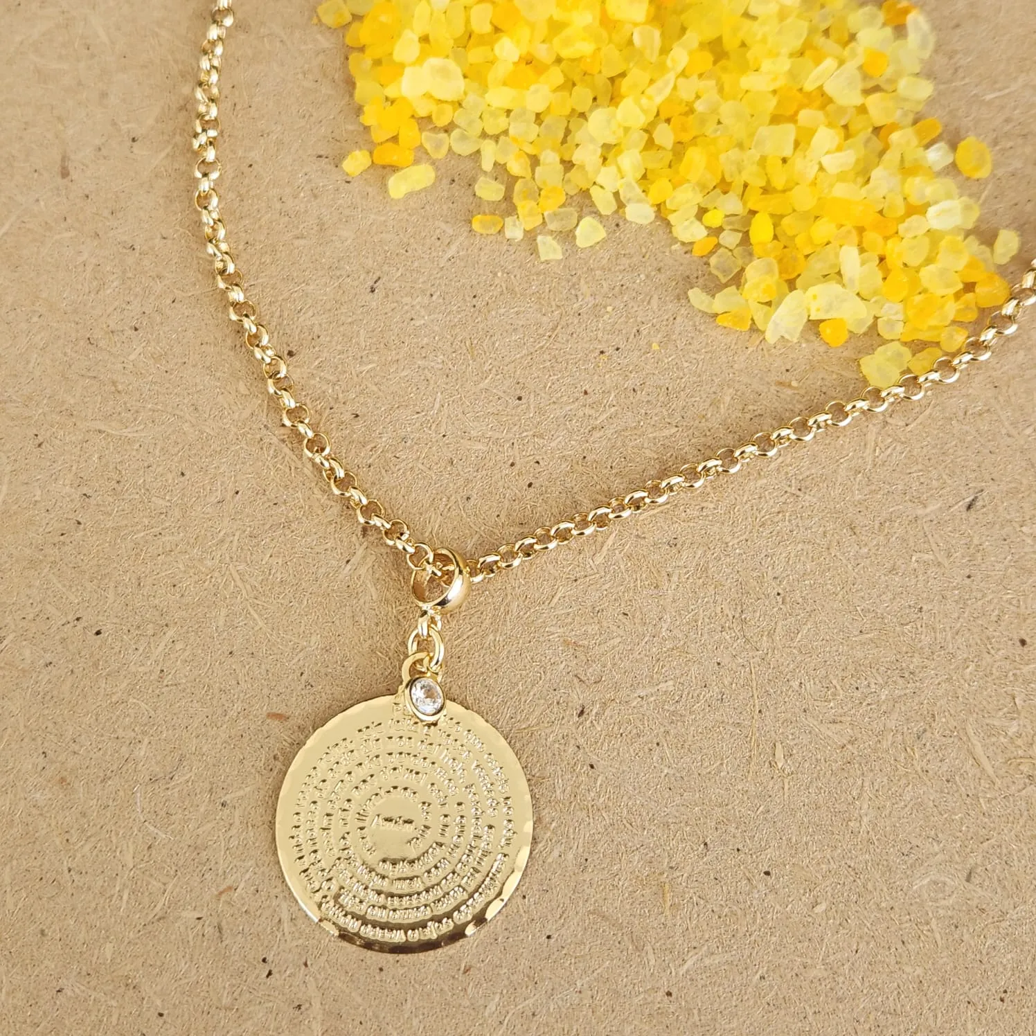 COLAR DOURADO ELO PORTUGUÊS PINGENTE PAI NOSSO 47CM