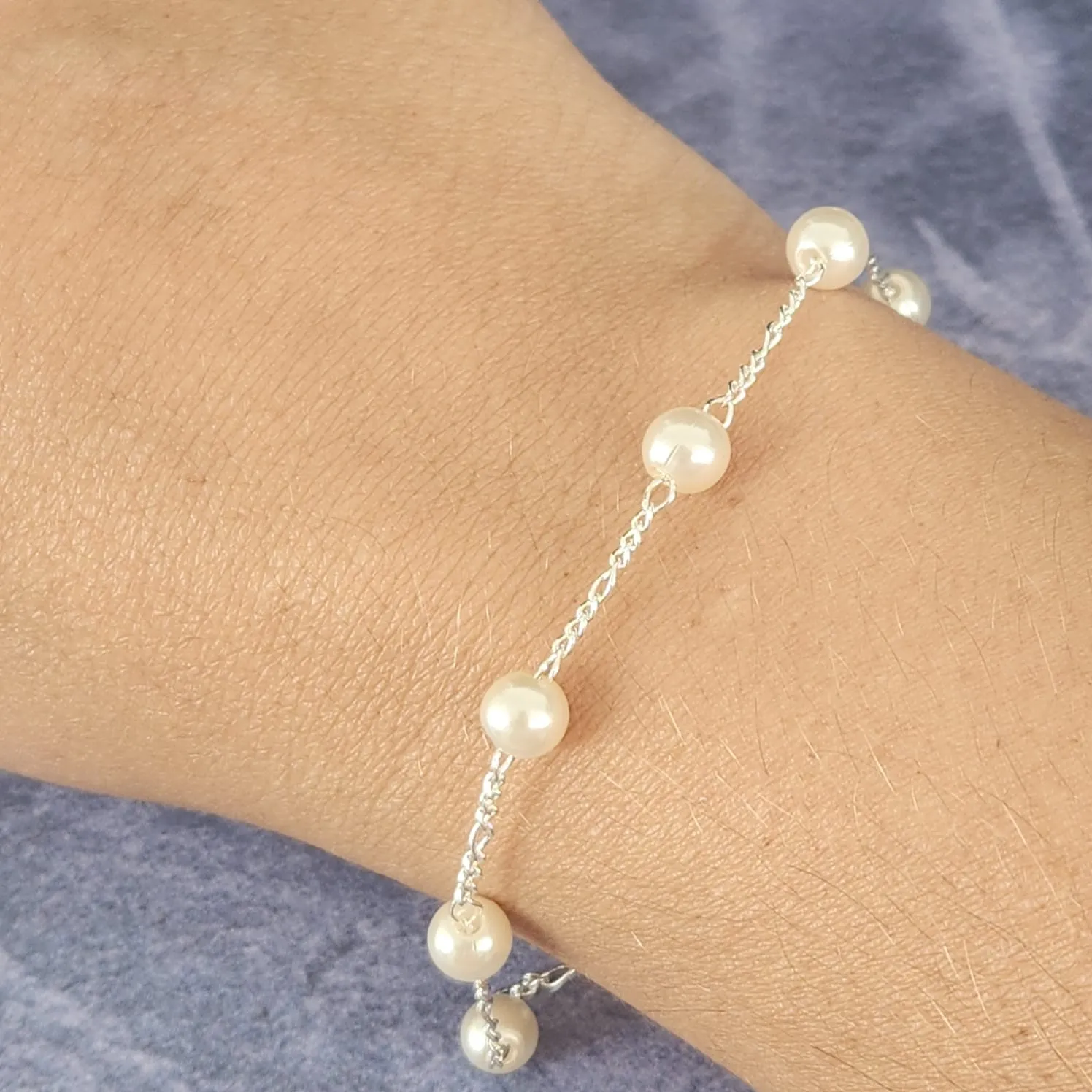 PULSEIRA BANHO DE PRATA PÉROLAS