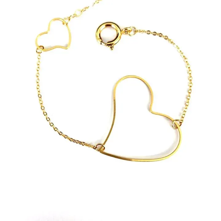 PULSEIRA DOURADA CORAÇÃO GRANDE E MÉDIO