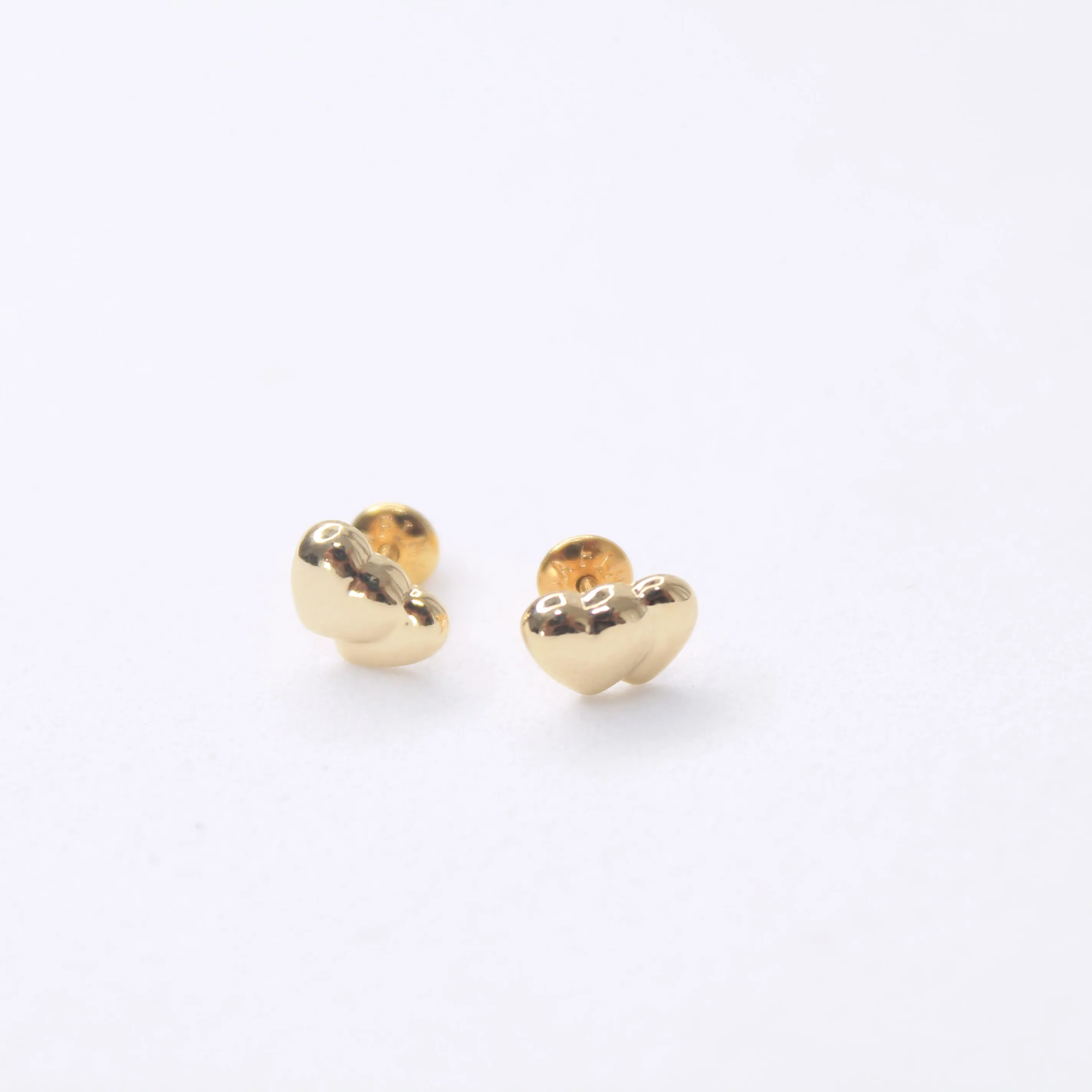BRINCO DOURADO DOIS CORAÇÕES TARRAXA BABY