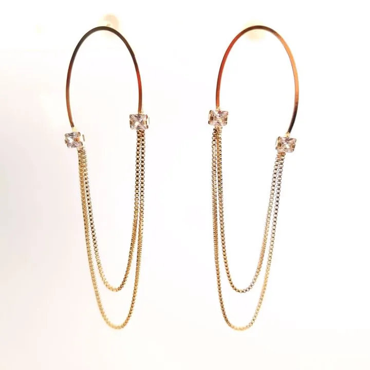 BRINCO DOURADO CORRENTE DETALHE ZIRCÔNIA CRISTAL