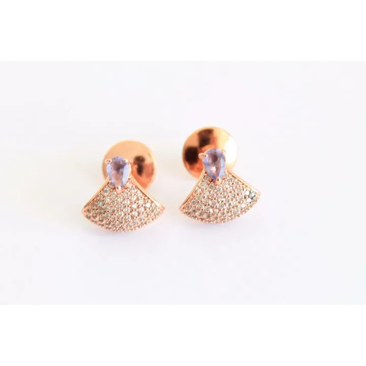 BRINCO ROSE PEDRA LILÁS CRAVEJADO MICROZIRCÔNIAS CRISTAL