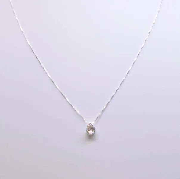 COLAR  PRATA 925 GOTA ZIRCÔNIA CRISTAL