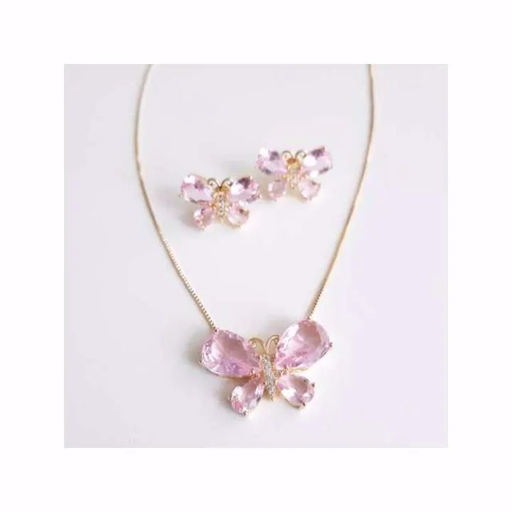 CONJUNTO DOURADO BORBOLETA ZIRCÔNIA