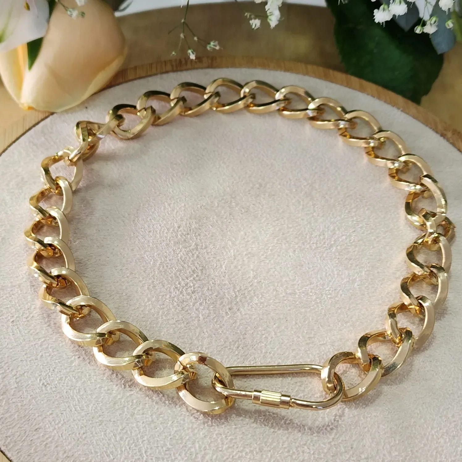 COLAR DOURADO ELOS GRANDES FECHO MOSQUETÃO
