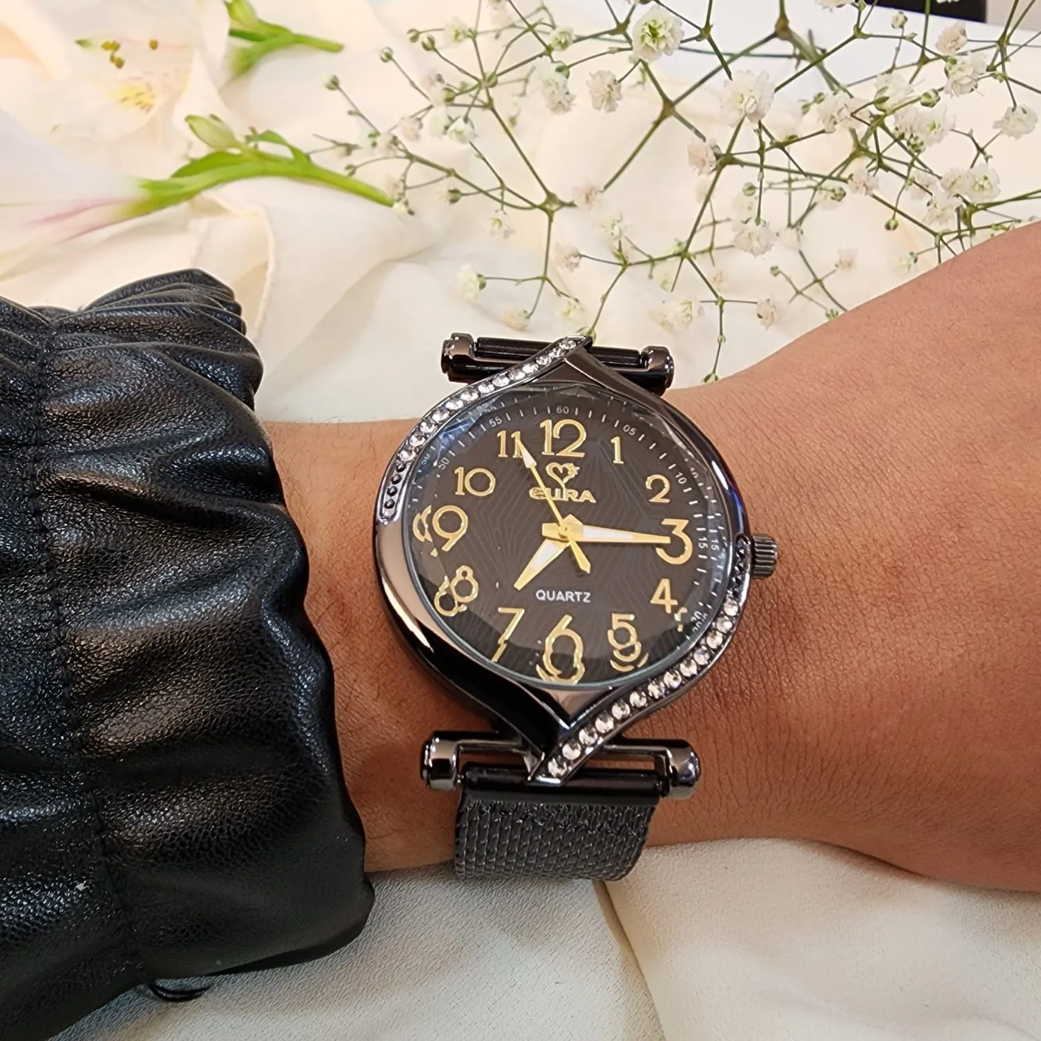 RELÓGIO PRETO PULSEIRA ANTIALÉRGICA