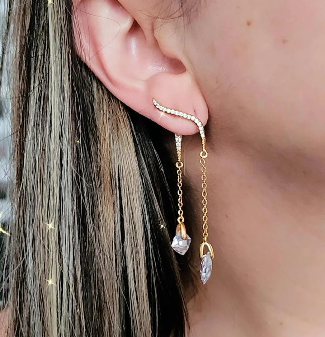 EAR JACKET DOURADO ZIRCÔNIAS CRISTAL