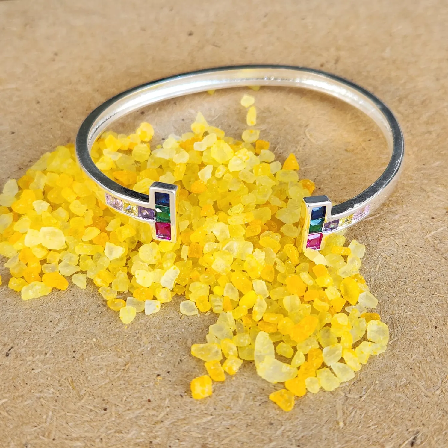 BRACELETE RÓDIO BRANCO ZIRCÔNIAS COLORIDAS