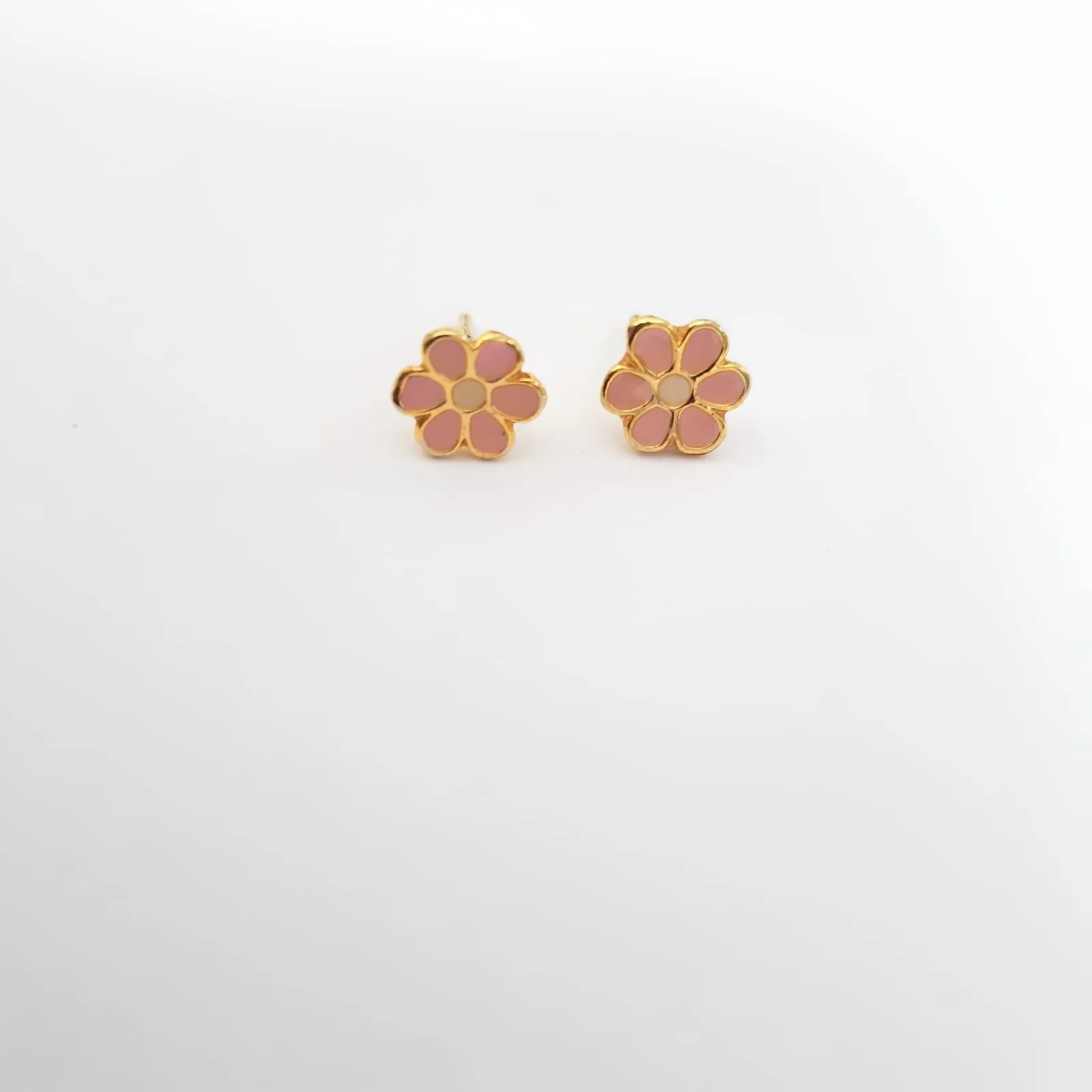 BRINCO DOURADO FLÔR ROSA
