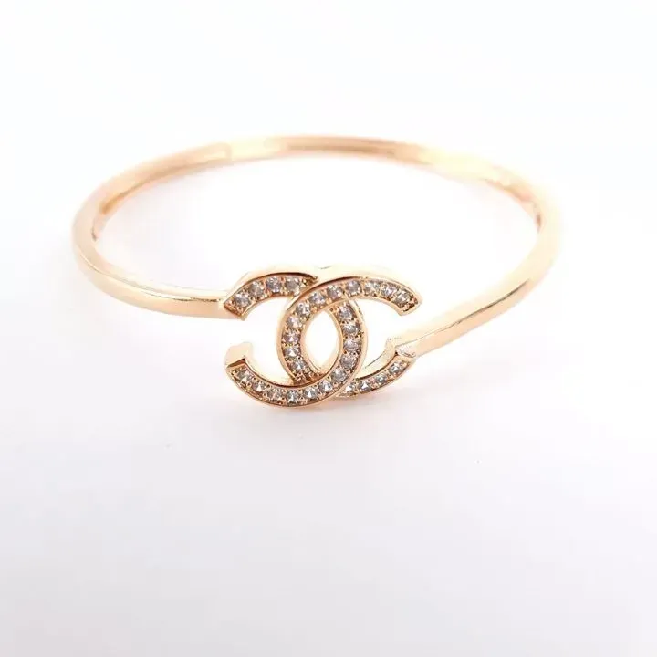 BRACELETE DOURADO CH CRAVEJADO EM MICROZIRCÔNIAS CRISTAL